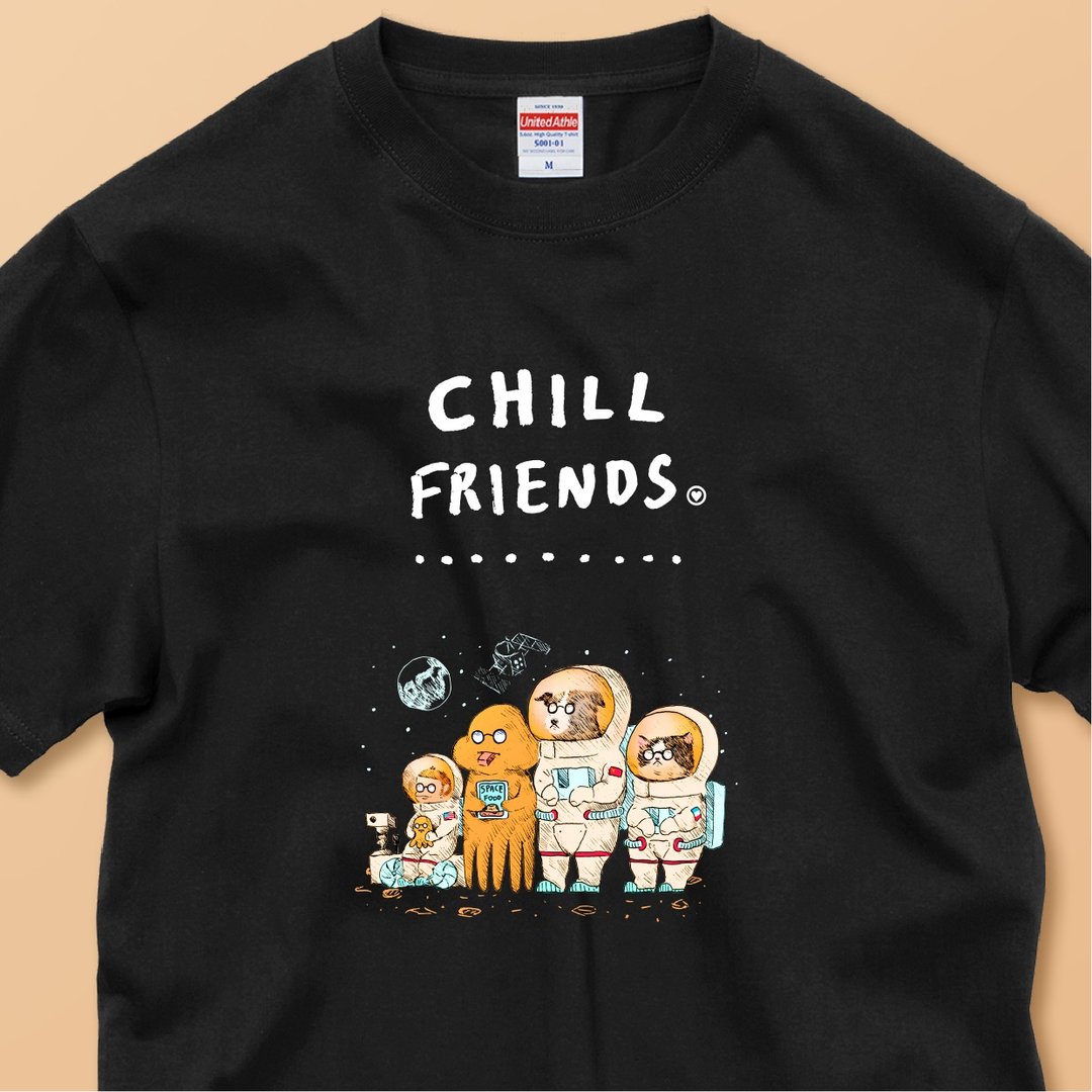 CHILL FRIENDS 宇宙旅行 / 安心品质/经典纯棉T恤 - 女装 T 恤 - 棉 白色