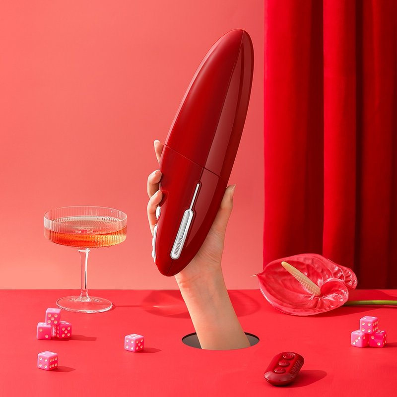 轻喃 qingnan #9伸缩旋转加温炮机套组 (红) - 情趣用品 - 其他材质 