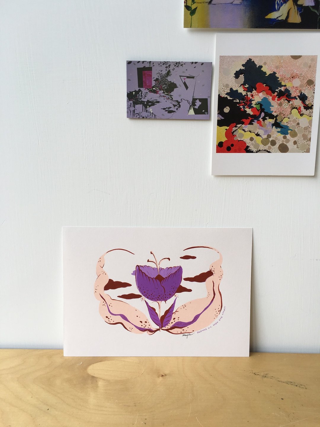 手绘插画原稿 每一幅都不一样 点点 花草 植物 疗愈 森林 绢印插画作品 TW1 - 卡片/明信片 - 纸 紫色