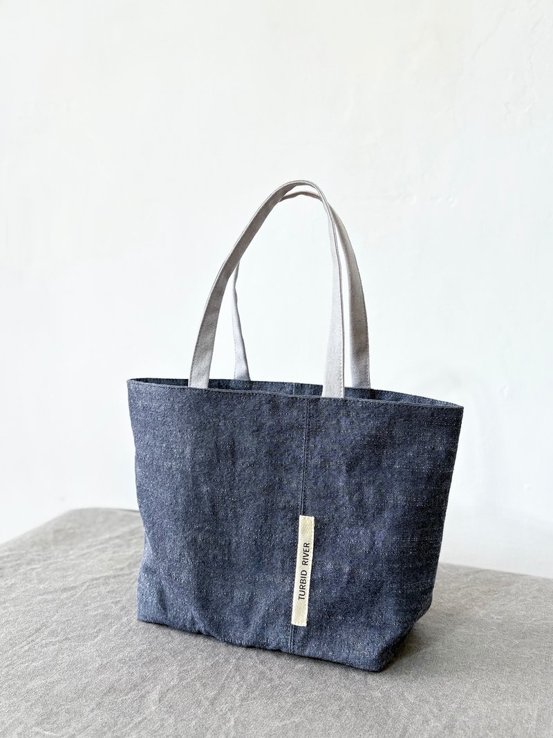 翻转二合一 浊河饮品收纳袋 | 点蓝 | 饮料袋 | 收纳袋 | 五色 - 随行杯提袋/水壶袋 - 棉．麻 蓝色