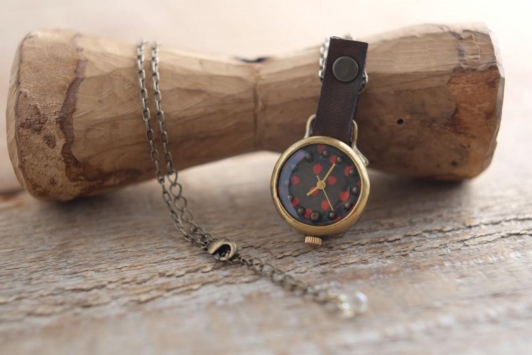 【Build-to-order production】 Clock to be discarded from the neck r-dot brown n N008 - 女表 - 其他金属 金色