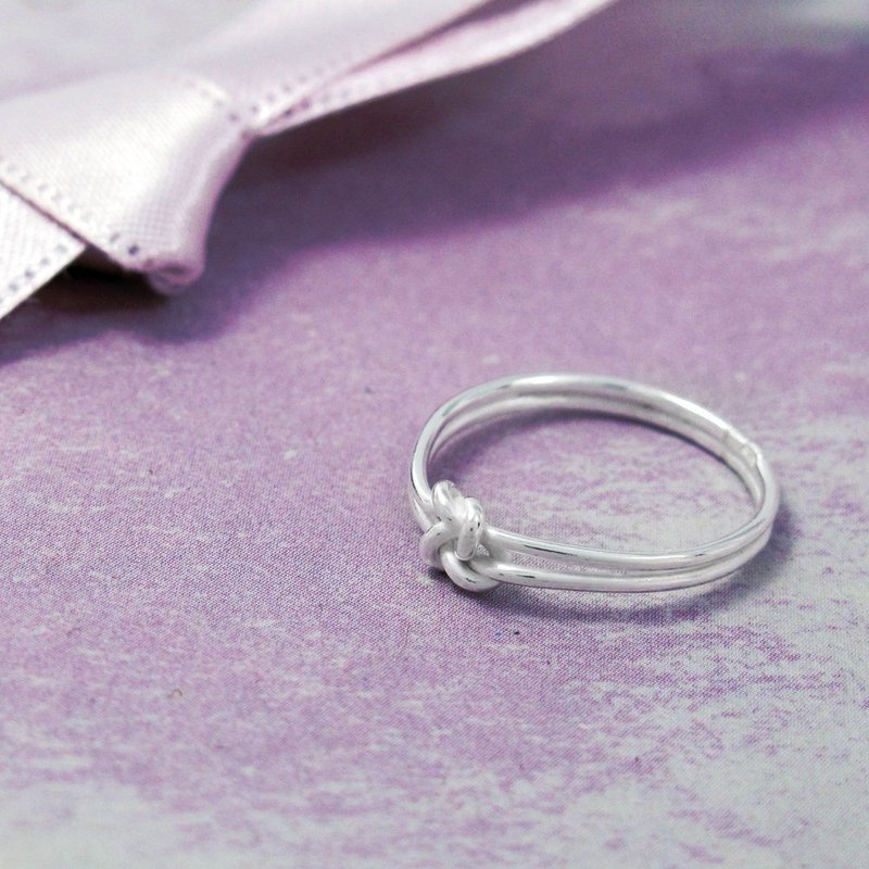 戒指 Shape造型系列-情结 绳结造型 925纯银戒指 - 戒指 - 纯银 灰色
