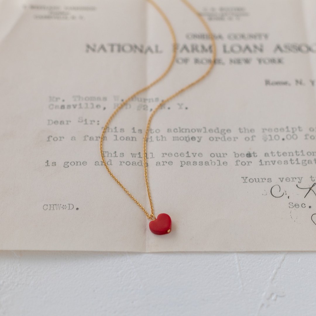 [14kgf] Small heart necklace - 项链 - 粘土 红色