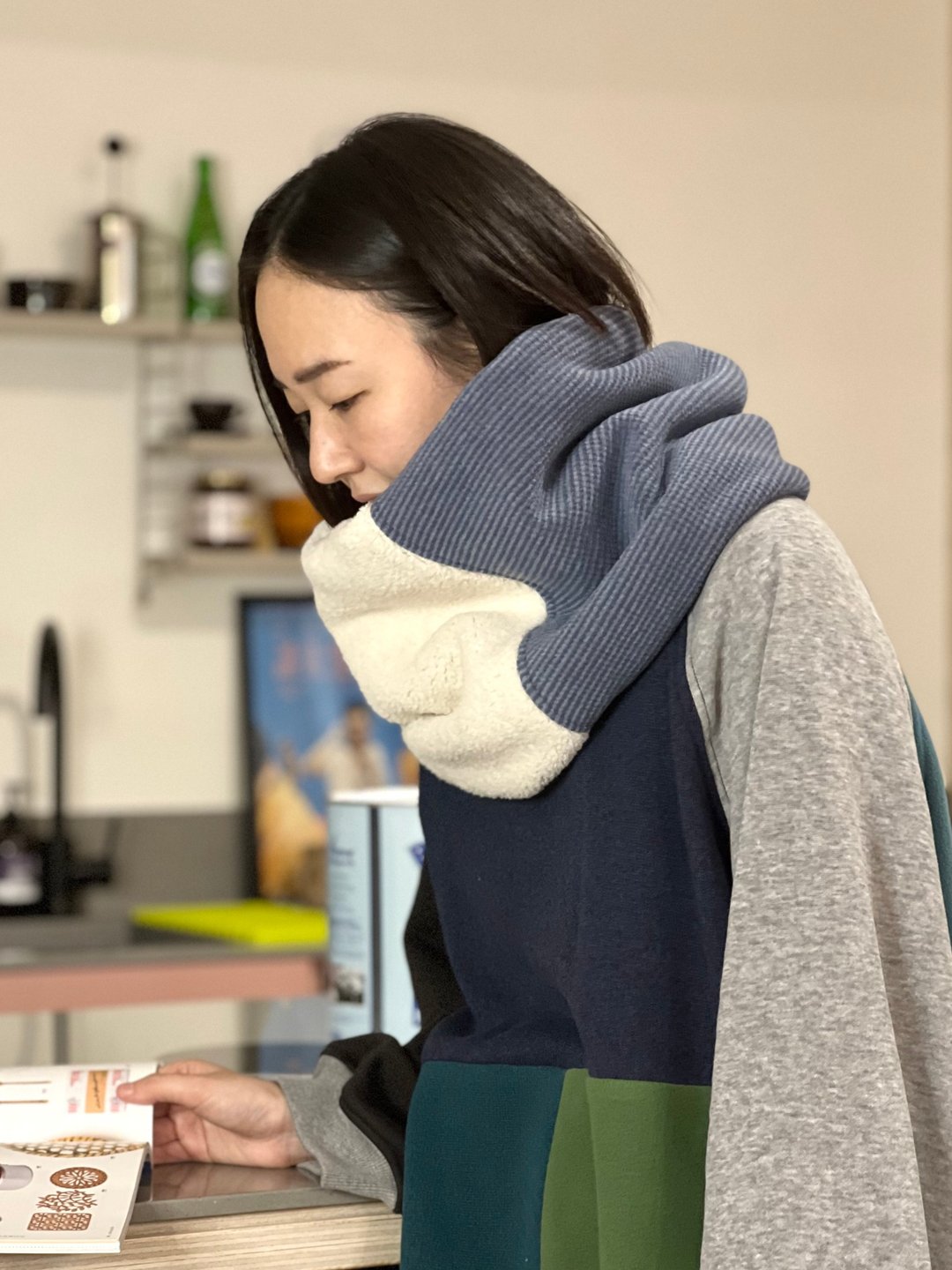 拼接围脖 - 围巾/披肩 - 其他材质 蓝色
