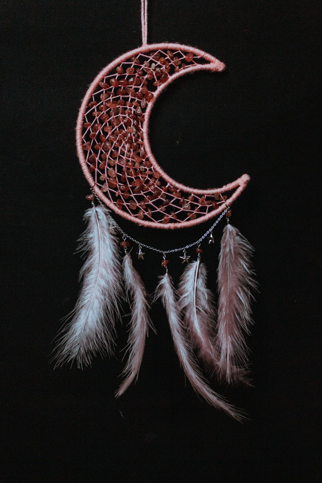 纯手工捕梦网 Handmade Dreamcatcher－【草莓晶月亮】 - 摆饰 - 其他材质 粉红色