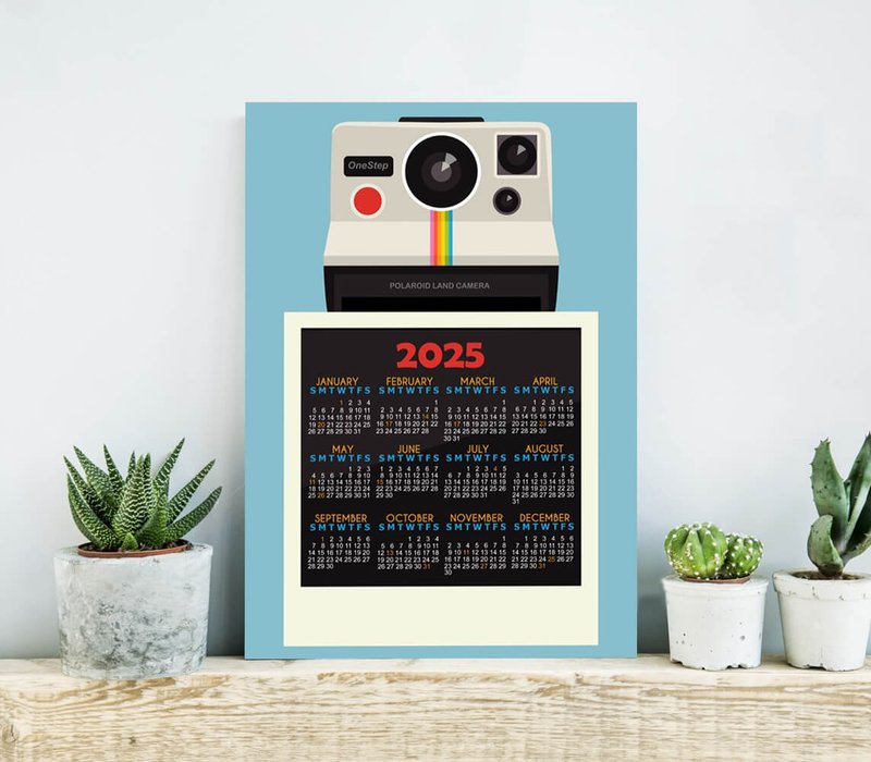 复古相机月历 2025，办公室适用年历 - 年历/台历 - 纸 