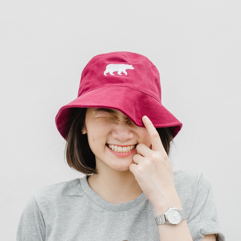 LET IT BEAR, BUCKET HAT (RED) - 帽子 - 棉．麻 红色