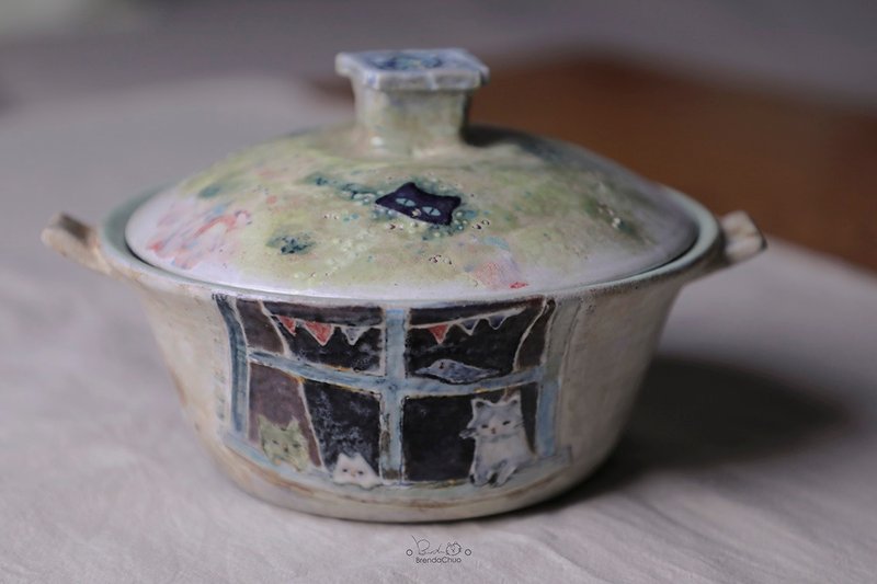 春郎陶 - 窗口边的白日梦 II— 绘本叙事盖碗 500 ml - 碗 - 陶 