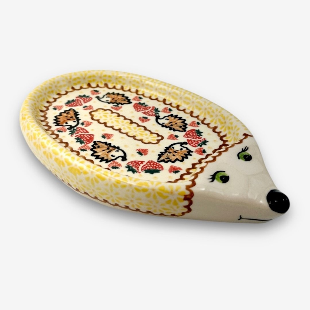 波兰手绘手工陶-刺猬造型盘 20cm 草莓刺猬系列 设计师款 - 盘子/餐盘/盘架 - 陶 多色
