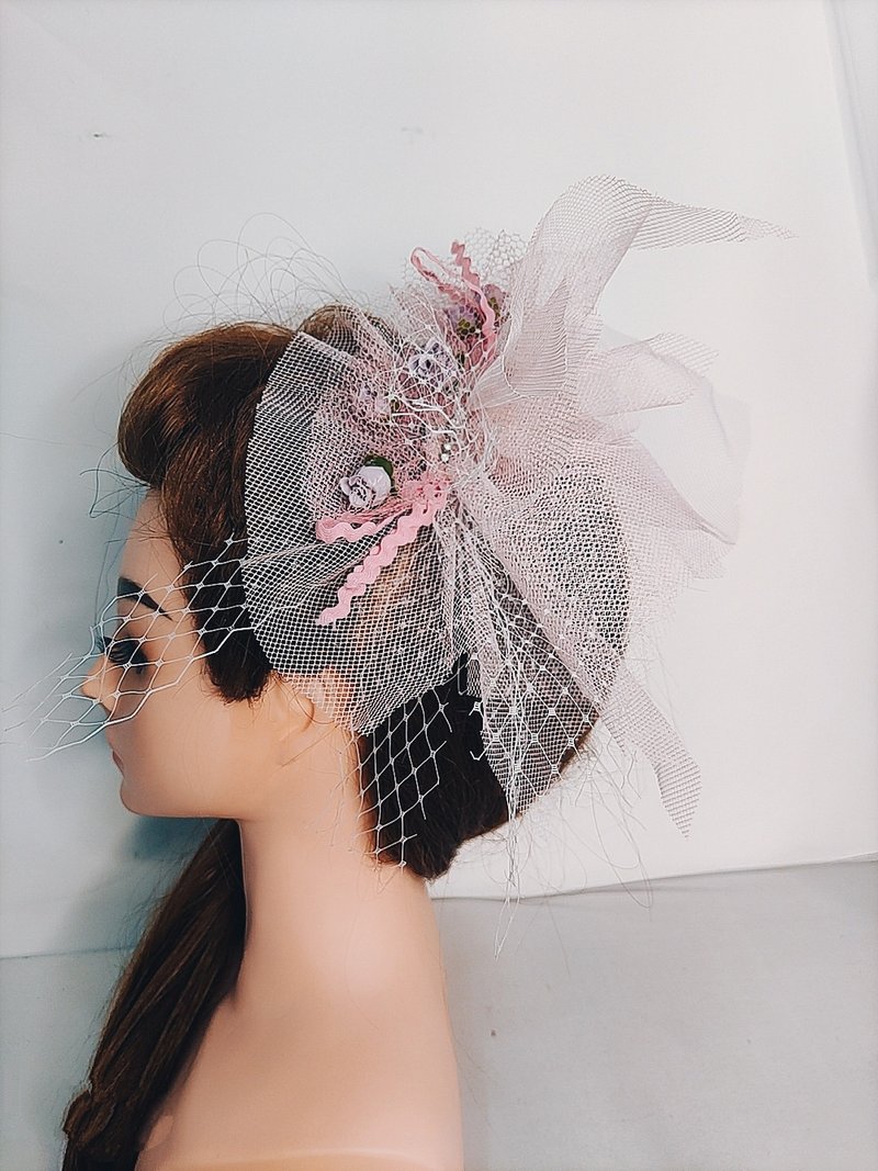 米唐亚时尚 - 花仙子多层次粉红小礼帽 宴会 party 洋装小礼服 - 发饰 - 聚酯纤维 粉红色