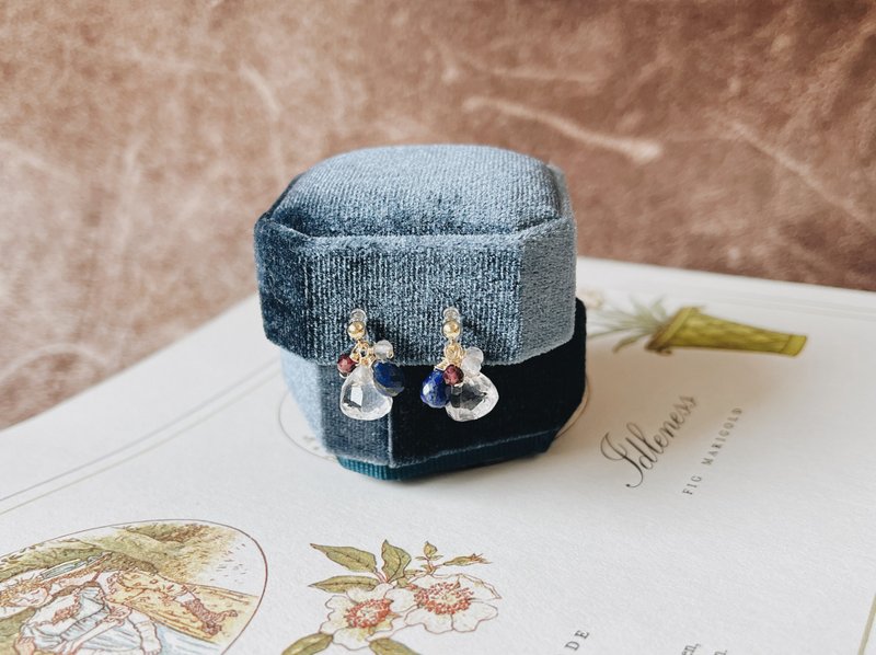 Enko | 雅克琳娜的宫殿 白水晶青金石拉长石石榴石14K包金耳环 - 耳环/耳夹 - 半宝石 白色