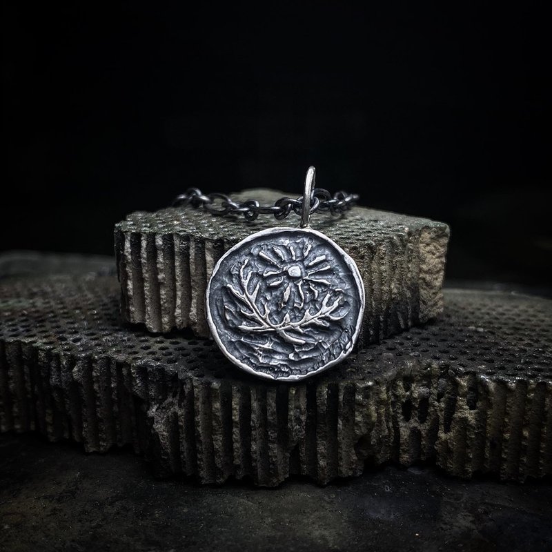 古钱币印象-太阳与勇气/纯银项链 - 项链 - 其他金属 银色