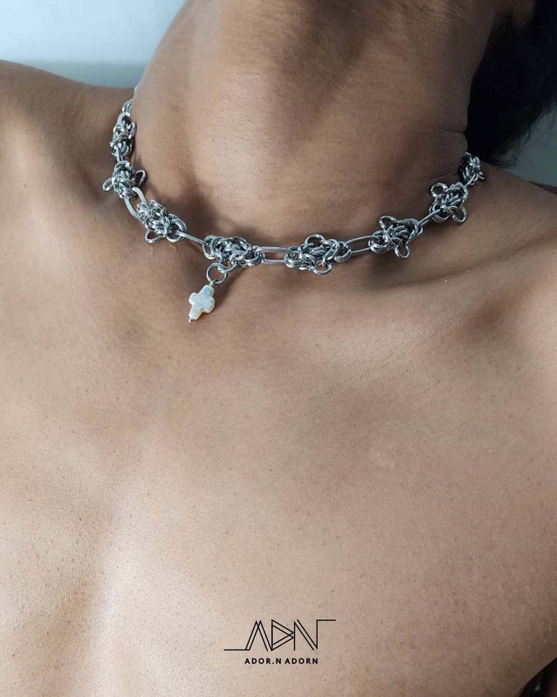 项链 十字架 - 项链 - 不锈钢 银色