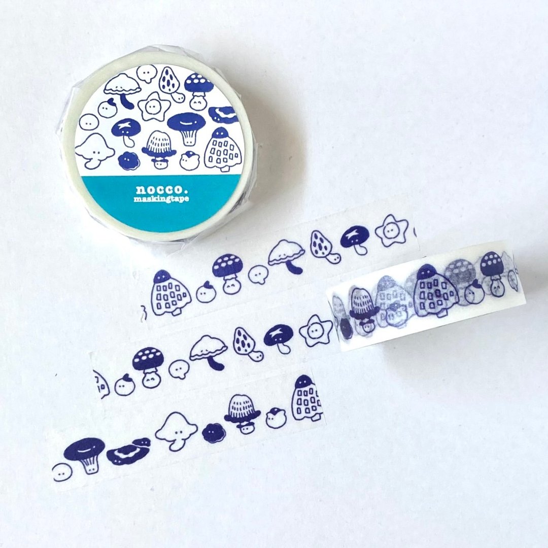 随性小蘑菇和纸胶带 15mm / original masking tape/マステ,美纹纸胶带,文房具,文具,ステーショナリー,纸もの,纸胶带,贴纸 - 纸胶带 - 纸 白色