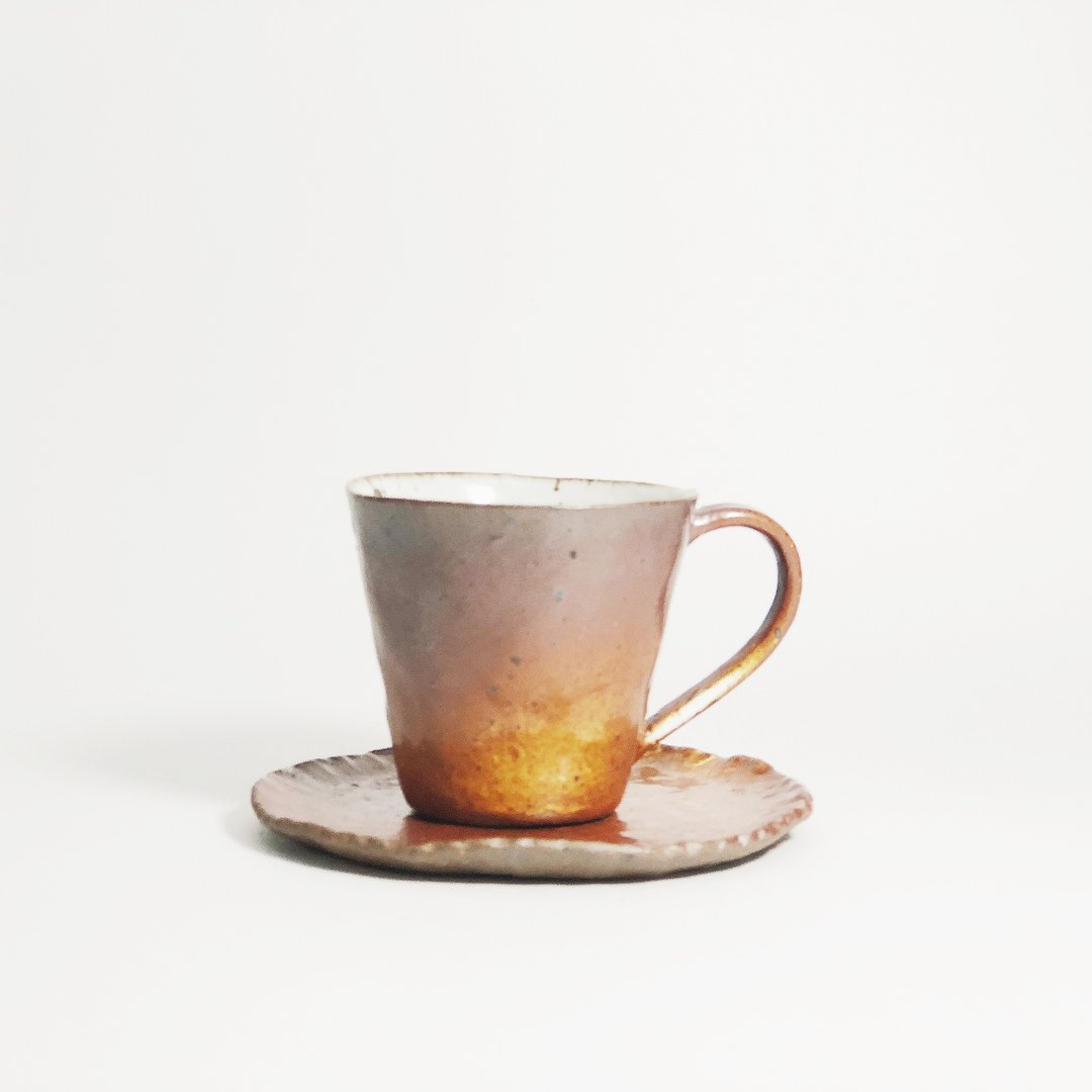 复古手捏陶泥迷你espresso咖啡杯－深橘色 - 咖啡杯/马克杯 - 陶 咖啡色