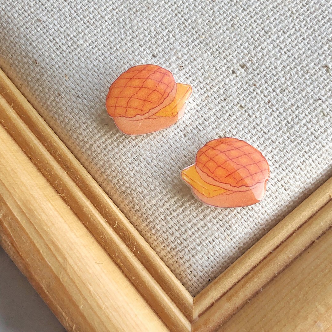 HKPaletteEarring - 菠萝油(耳环) - 耳环/耳夹 - 树脂 黄色