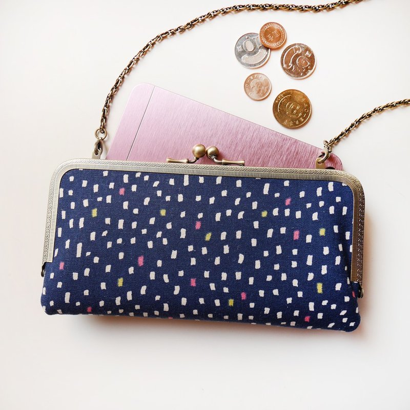 日本风味面 肩背口金包 肩背包 / 长夹 / 手机包 【台湾制造】 - 侧背包/斜挎包 - 其他金属 蓝色