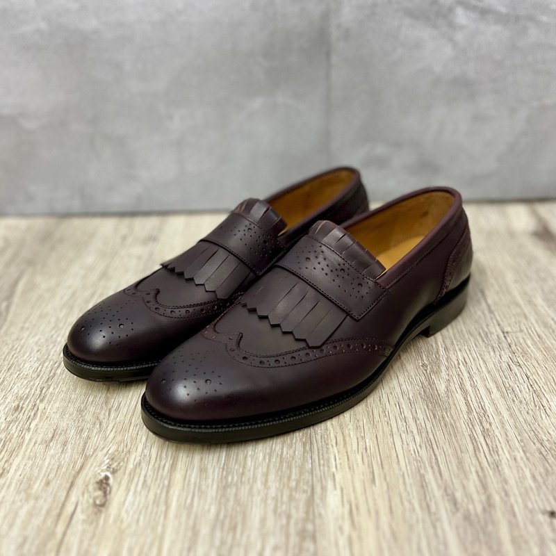 固特异卷边雕花流苏乐福鞋 Goodyear Welt Brogue Tassel Loafer - 男款靴子 - 真皮 黑色