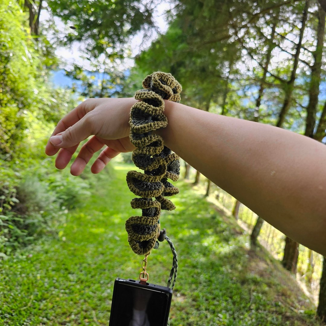 编织两用手机挂绳/饮料提绳 - 藤浪 - 挂绳/吊绳 - 棉 绿色