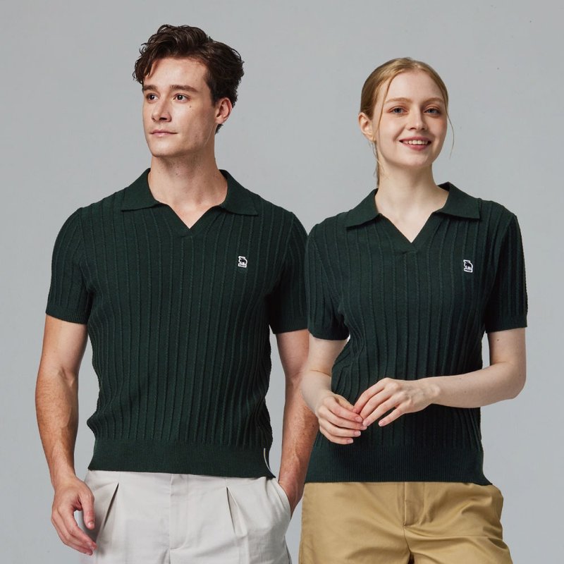 moz瑞典 驼鹿 亲肤 POLO领 针织短T-深军绿(亚洲版)男女共版 - 男装上衣/T 恤 - 聚酯纤维 绿色