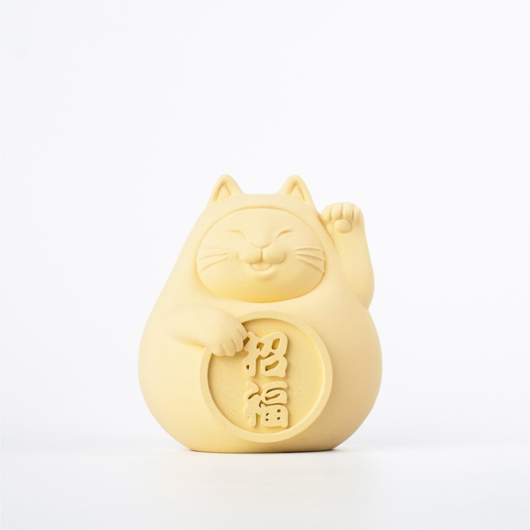 【平安福气好运到】胖胖招福猫 (中) 招财黄 - 香薰/精油/线香 - 水泥 黄色