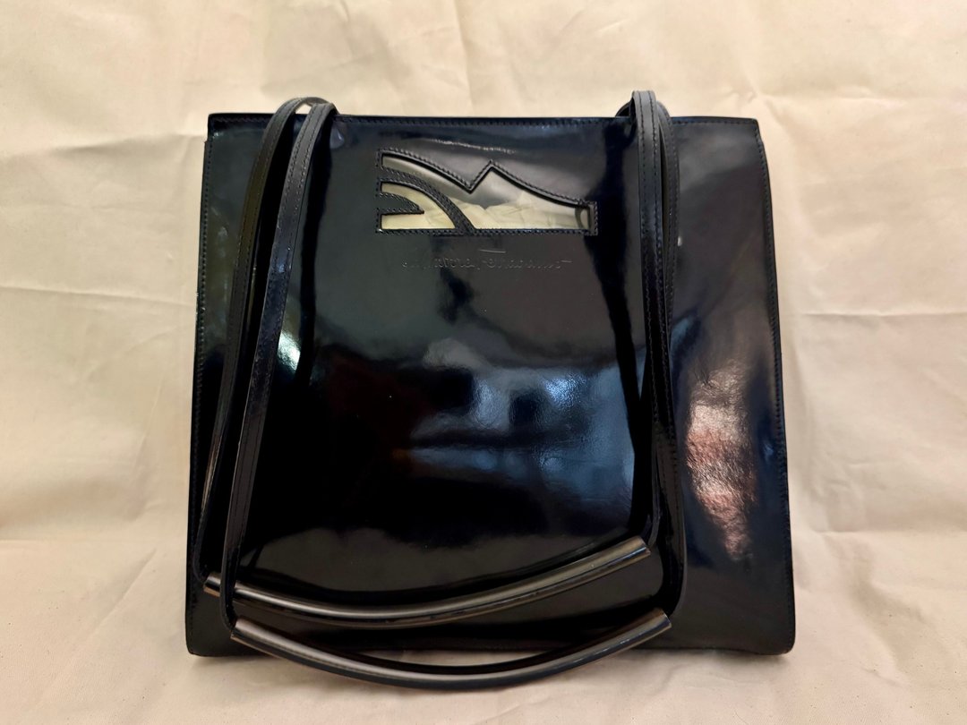 Salvatore Ferragammo意大利精品手提肩背两用古董包 牛革 - 手提包/手提袋 - 真皮 黑色