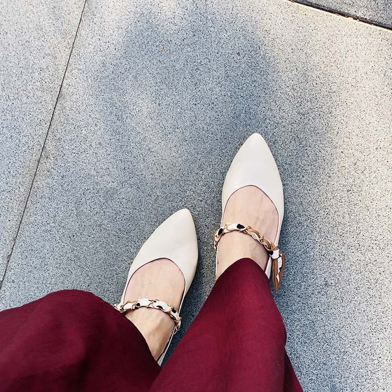 玛莉的丝巾 尖头低跟玛莉珍鞋 - 高跟鞋 - 真皮 