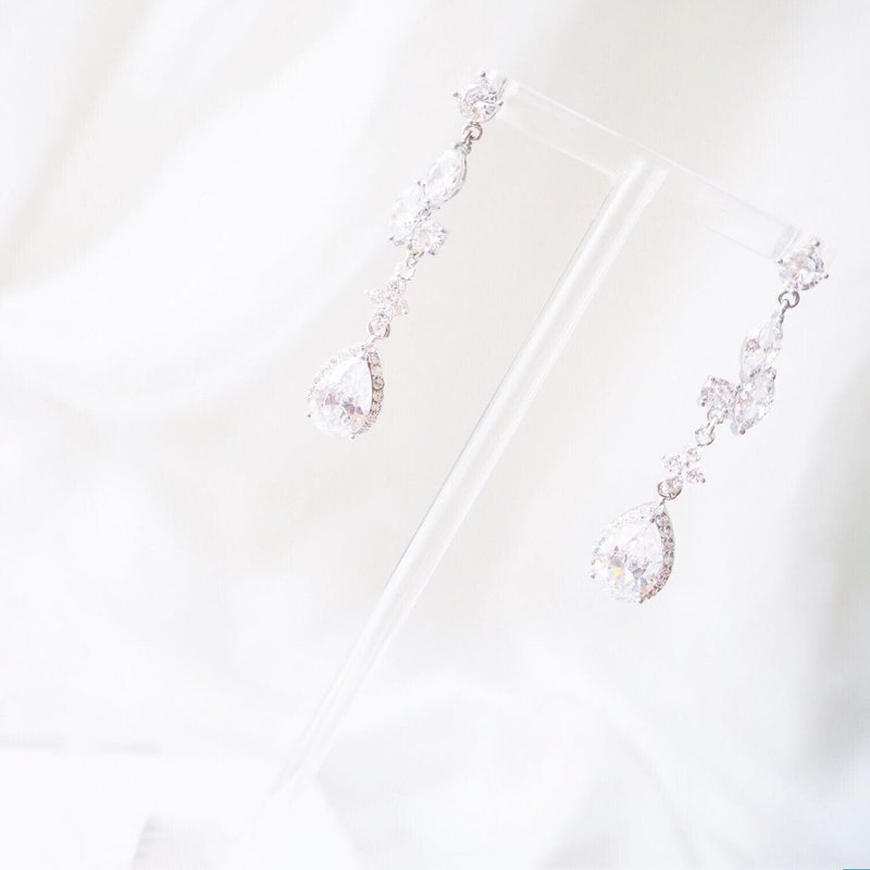 新娘耳环 新娘耳夹 生日礼物 优雅 耳环 耳夹 定制化 定制 - 耳环/耳夹 - 其他金属 白色