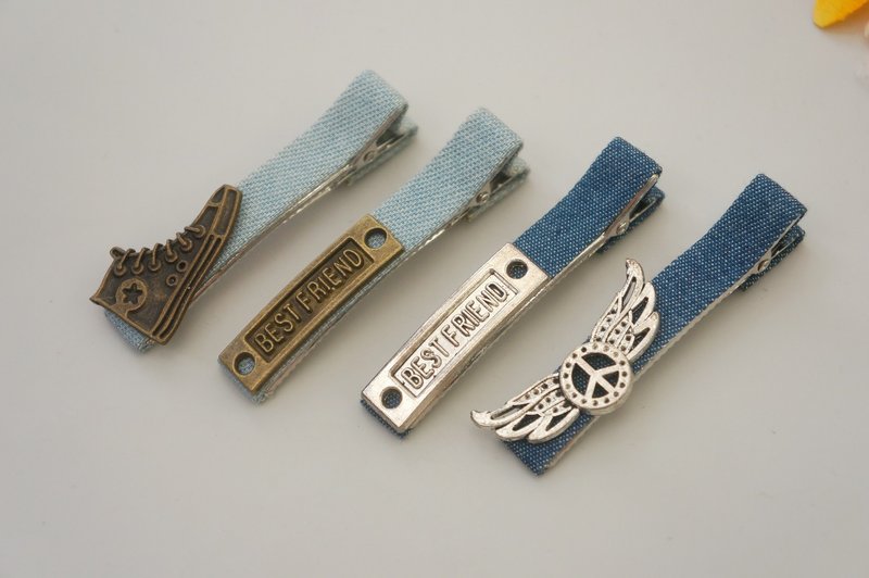 E2-发夹 - 发夹浏海夹侧夹一字夹类 复古牛仔风 - 发饰 - 其他材质 多色