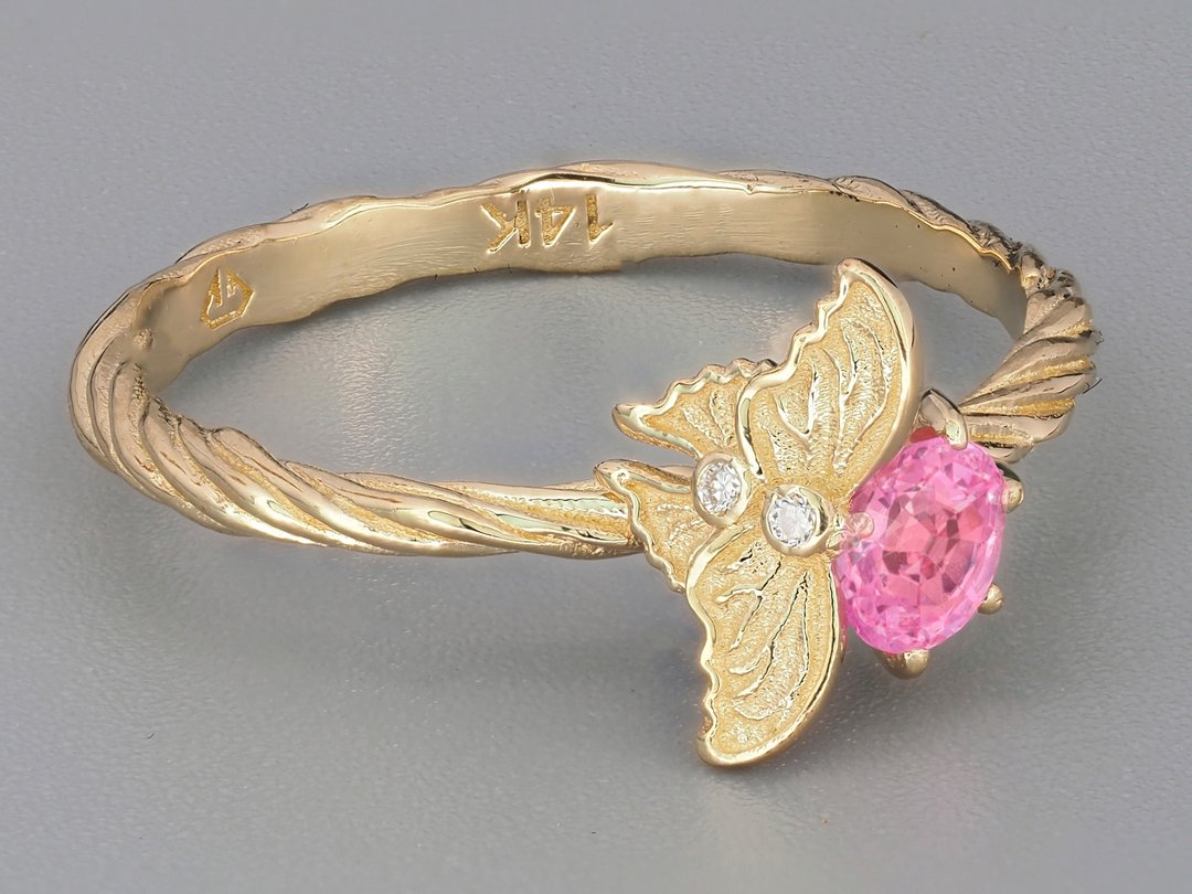 Natural sapphire and diamonds ring covered with enamel. - 戒指 - 贵金属 金色