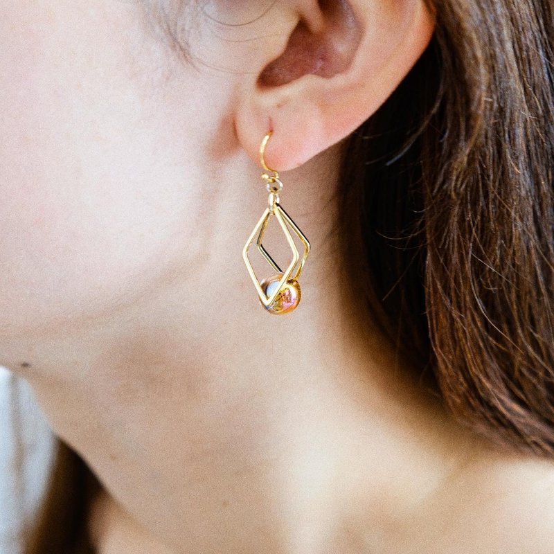 Suvi | 小丑鱼 日本立体菱形Swarovski泡泡玻璃珠耳环 | 海洋系列 - 耳环/耳夹 - 水晶 金色