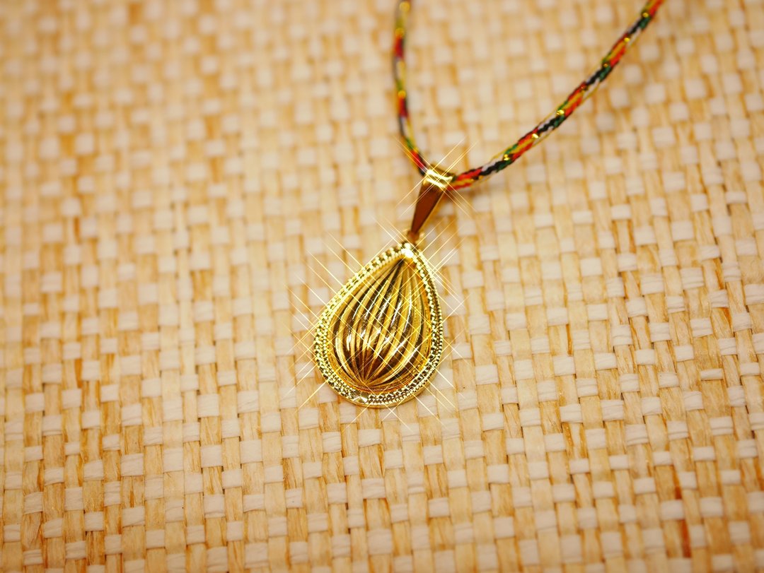 黄金坠子-水滴坠子-5G工艺纯金坠子 - 项链 - 24k 金 金色