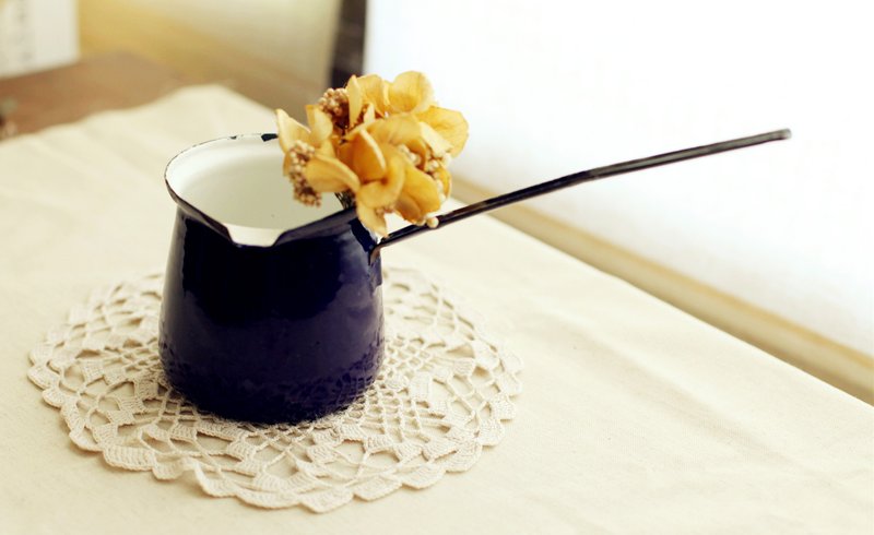 【好日恋物】德国ｖｉｎｔａｇｅ珐琅牛奶锅 - 收纳用品 - 珐琅 蓝色