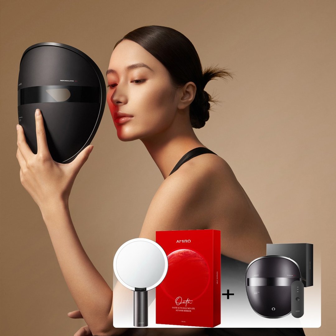 【AMIRO】嫩肤时光面罩 +【AMIRO】Oath 自动感光LED化妆镜 - 彩妆刷具/镜子/梳子 - 其他材质 多色