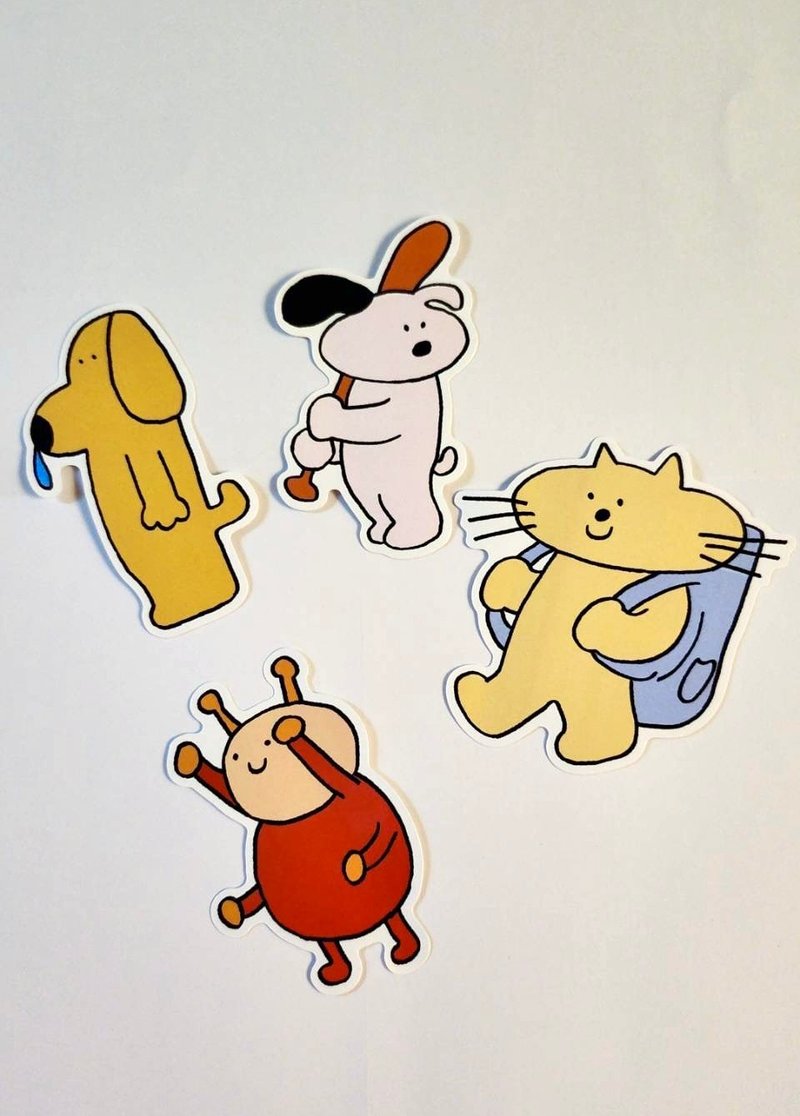 【WOOOGUO】笔电贴纸 行李箱贴纸 防水贴纸 猫咪 狗狗 防刮 插画 - 贴纸 - 纸 多色