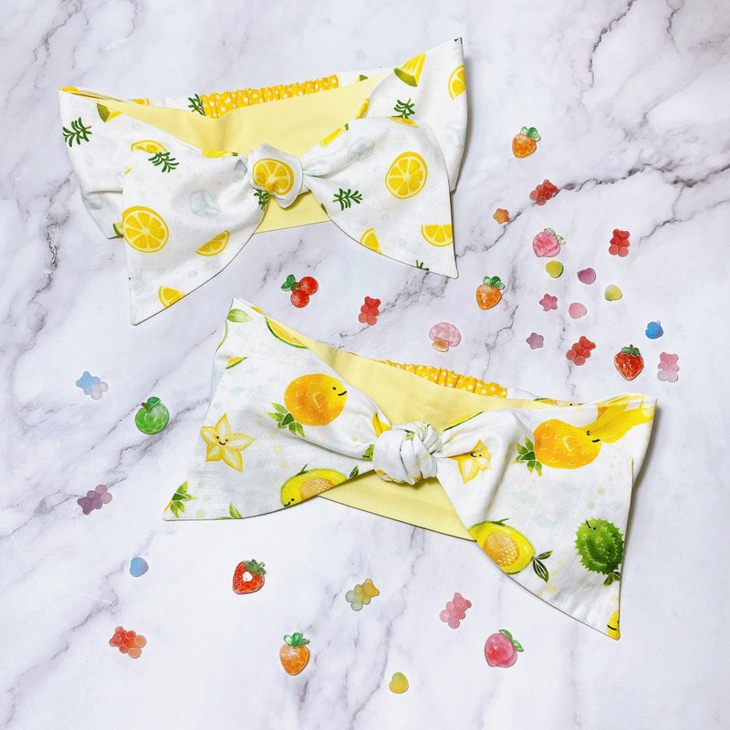 现货+预购 柠檬水果鱼 宽版发带 大人款 - 发带/发箍 - 棉．麻 黄色