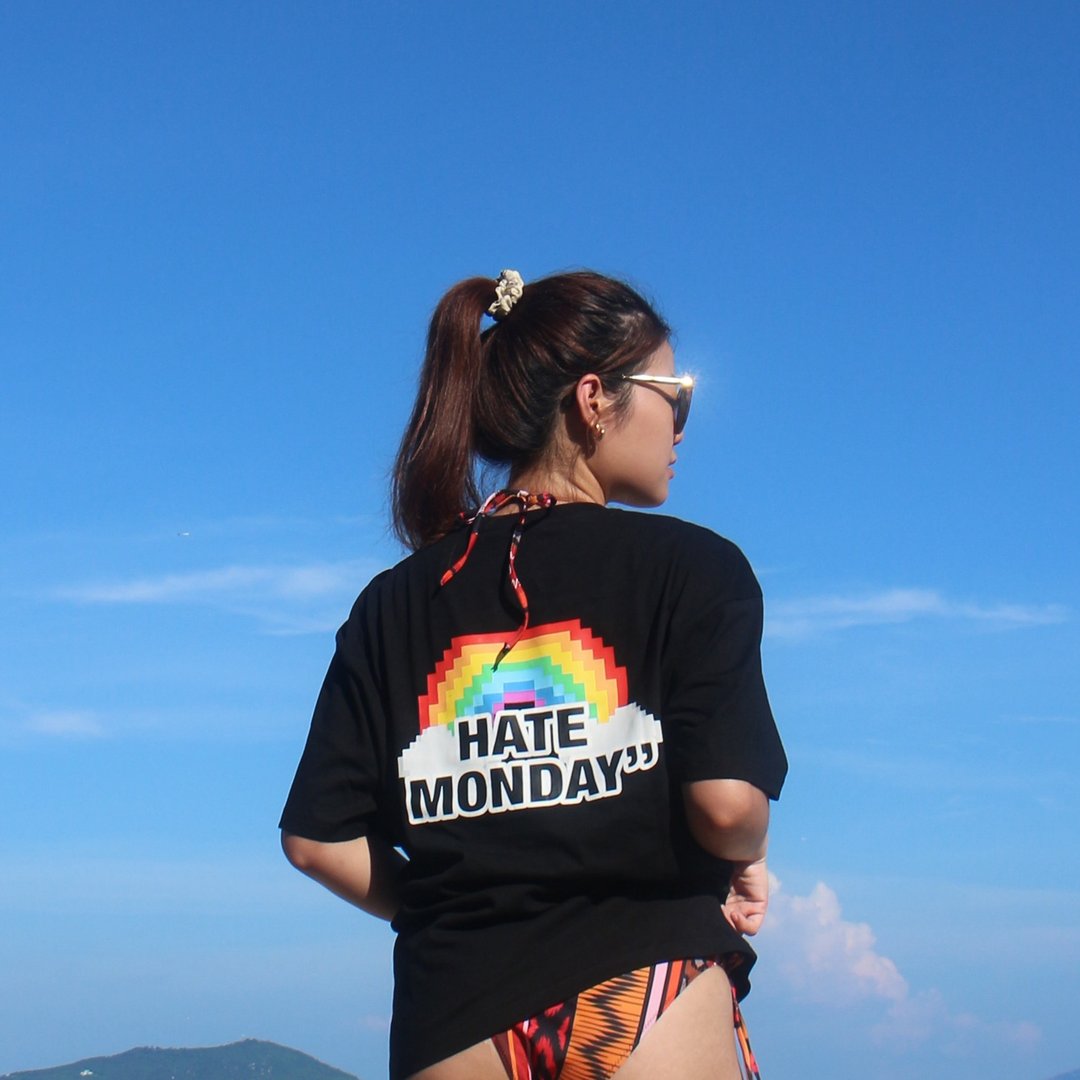 Hate Monday'' - TEE短袖上衣(HMS23-09T22) - 中性连帽卫衣/T 恤 - 棉 黑色