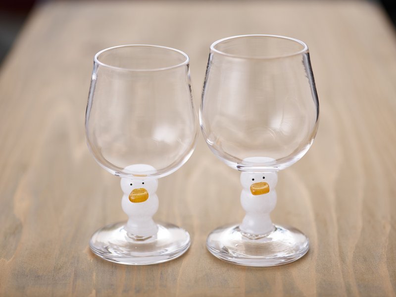 Duck wine glass [pair, wooden box, wrapping] - 玻璃杯 - 玻璃 