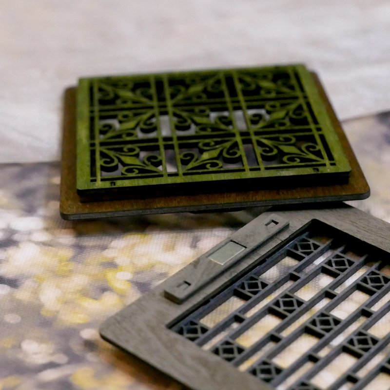 铁窗花磁铁 (深苔绿) - 冰箱贴/磁贴 - 木头 绿色