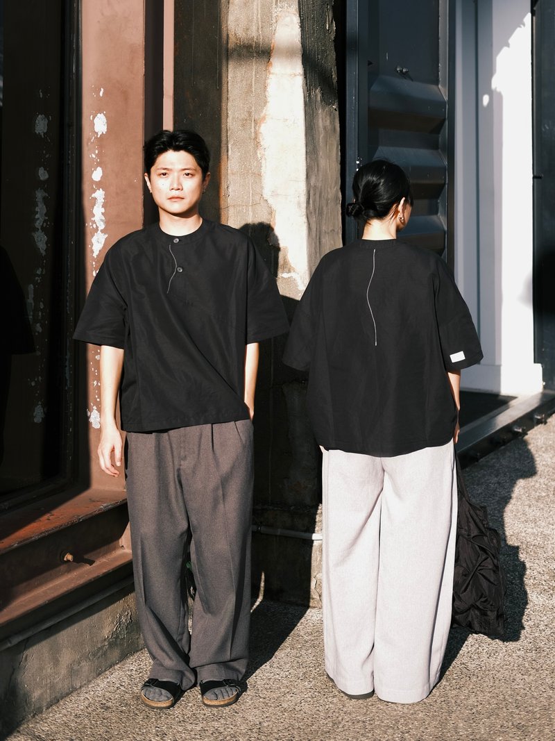 流流 上衣 - 男装衬衫 - 棉．麻 黑色