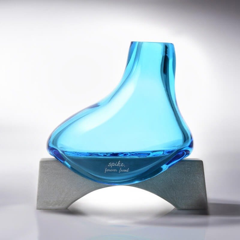 14cm【玻璃水泥花器】软花瓶 定制雕刻 爱大海阳光沙滩的朋友存放异地的一把沙 (订单备注要雕刻的内容) - 植栽/盆栽 - 玻璃 蓝色