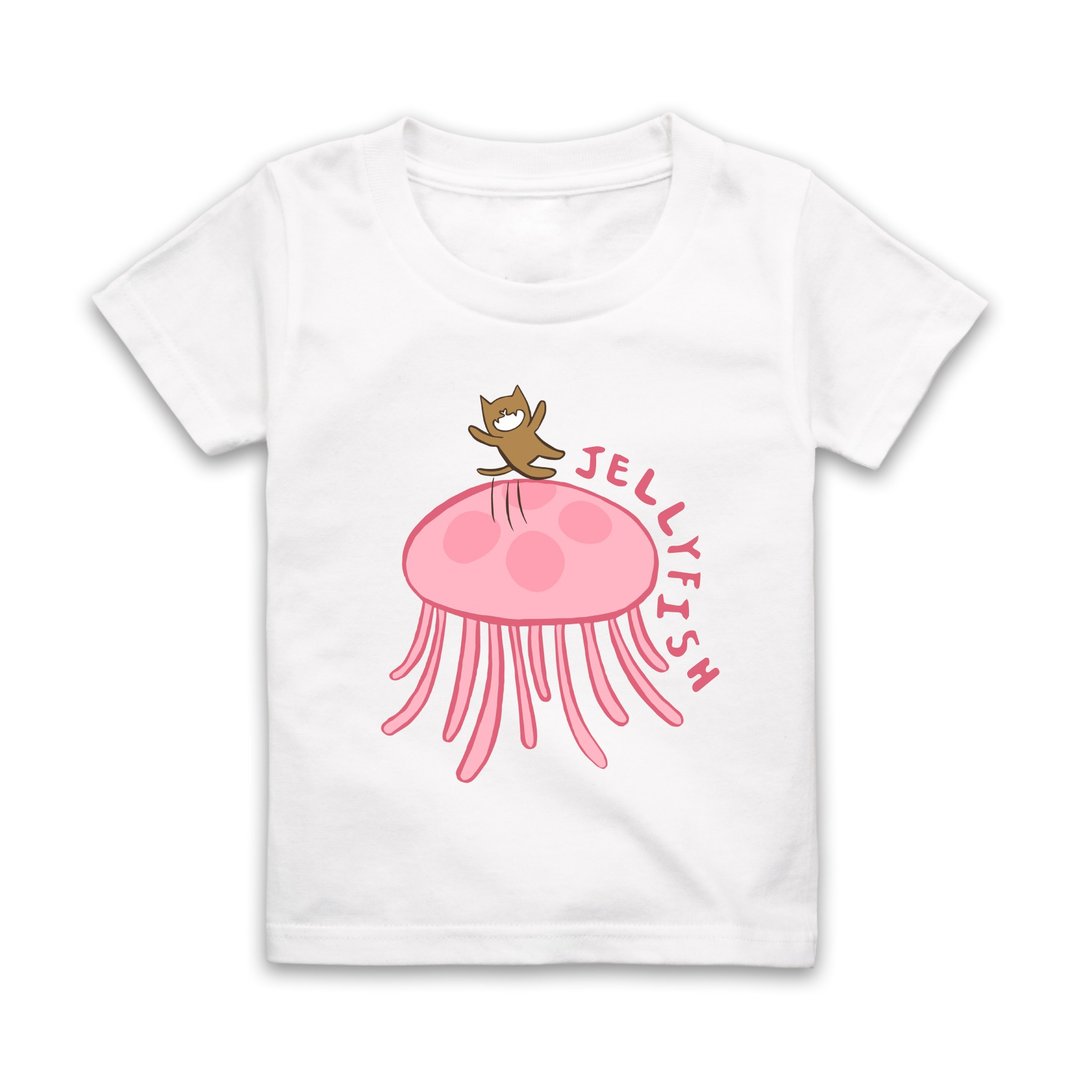 字母J-JELLYFISH短袖T恤-白 - 童装上衣 - 棉 白色