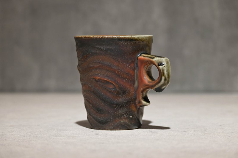 柴烧造型耳杯 马克杯 柴烧马克杯 柴烧杯【臻麟陶艺】 - 咖啡杯/马克杯 - 陶 