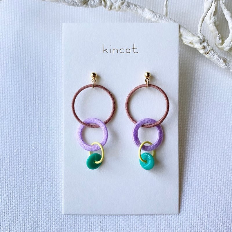 连接耳针耳夹[棕] - 耳环/耳夹 - 棉．麻 多色