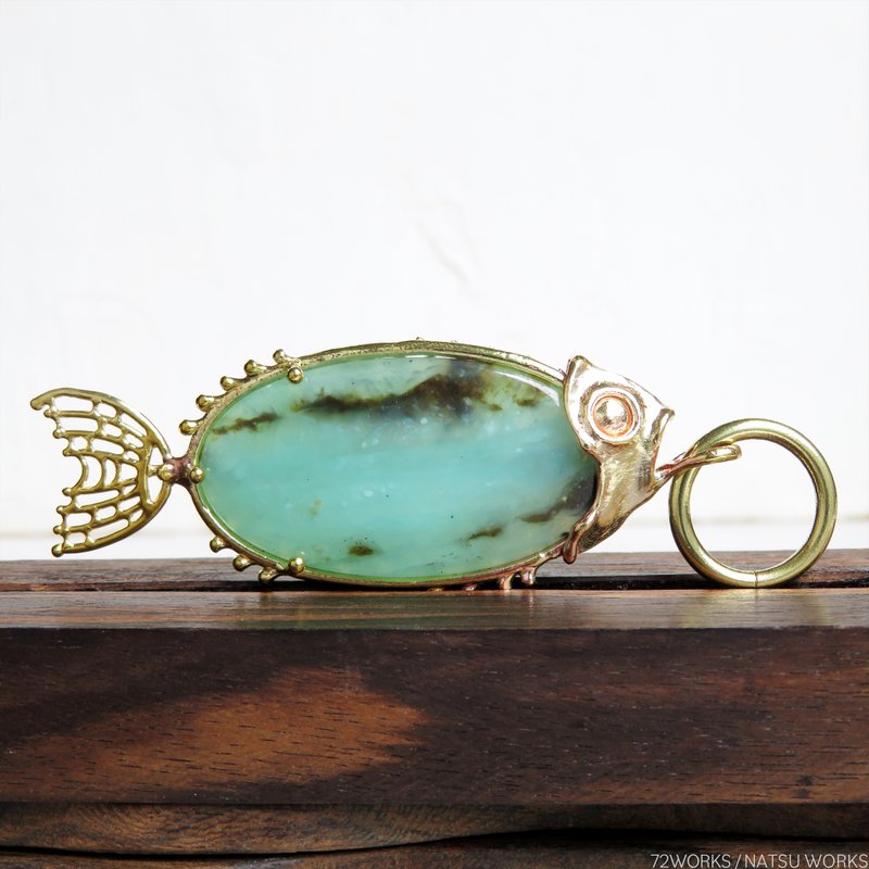 Peruvian Blue Opal Fish charms - 吊饰 - 宝石 蓝色