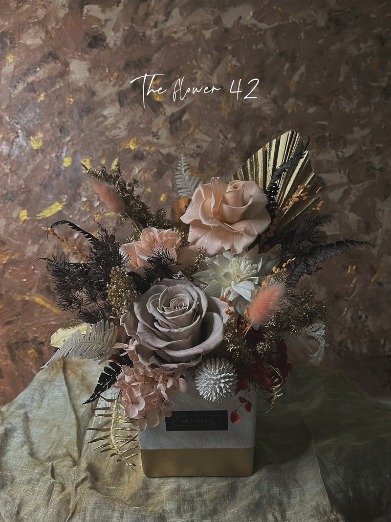 /The flower 42油画风永生桌花粉白色系 - 干燥花/捧花 - 植物．花 