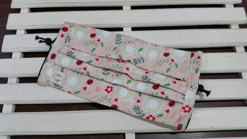 【可寄出国】兔兔/粉  可换滤材皱折立体布口罩 - 口罩 - 棉．麻 多色