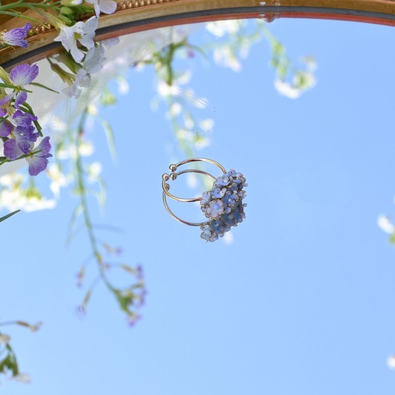 珠翠花开口戒 - 戒指 - 树脂 蓝色