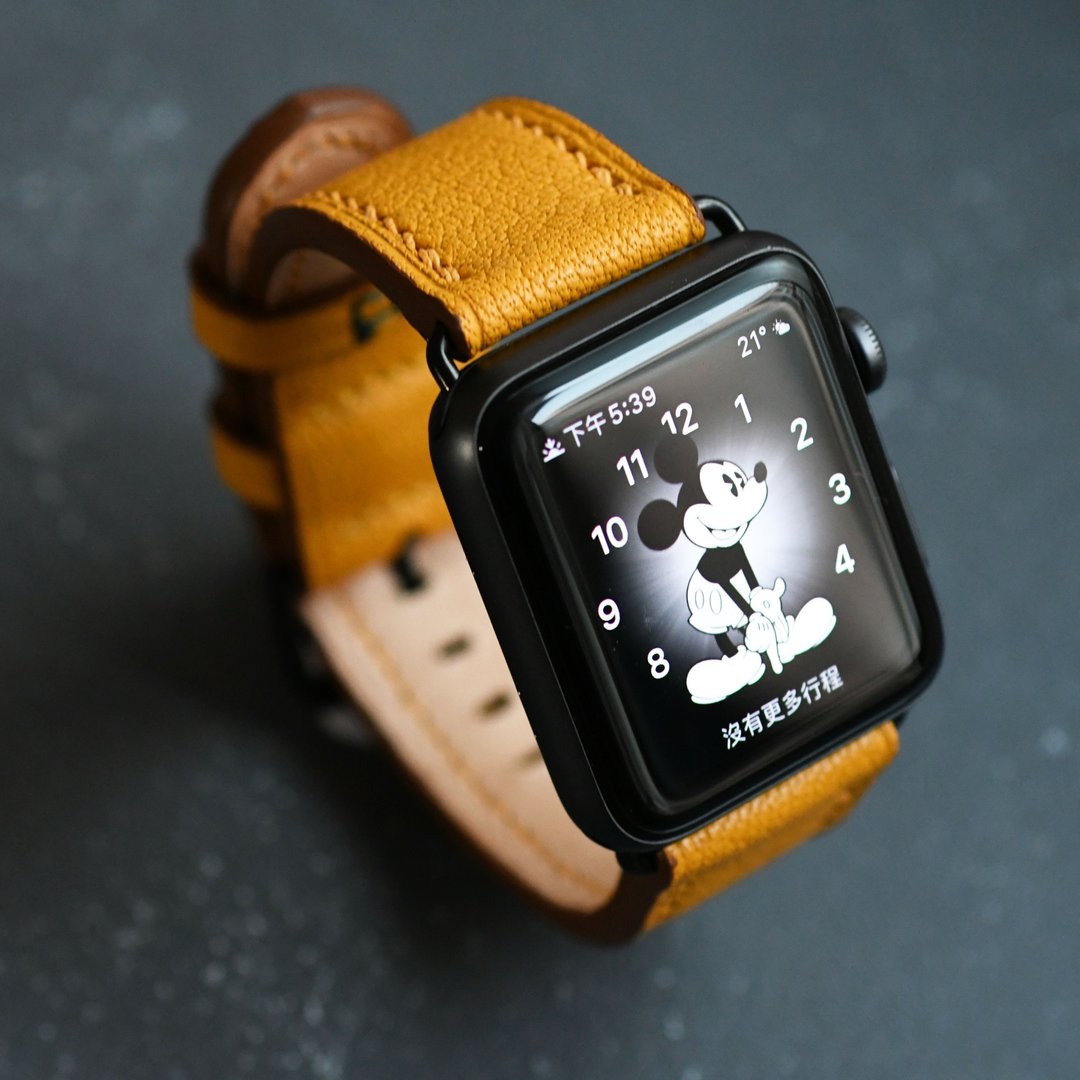 皮革 Apple Watch 表带 真皮 手工 礼物 38/40/41/42/44/45mm - 表带 - 真皮 黄色