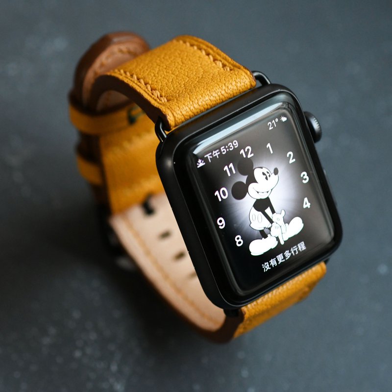皮革 Apple Watch 表带 真皮 手工 礼物 38/40/41/42/44/45mm - 表带 - 真皮 黄色